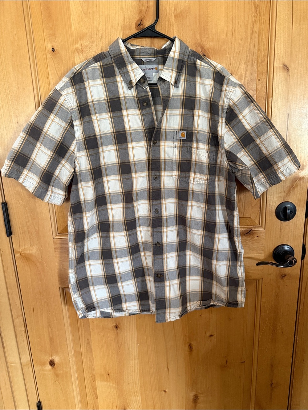 Carhartt Men's Casual Plaid Shirt - Blue and Tan